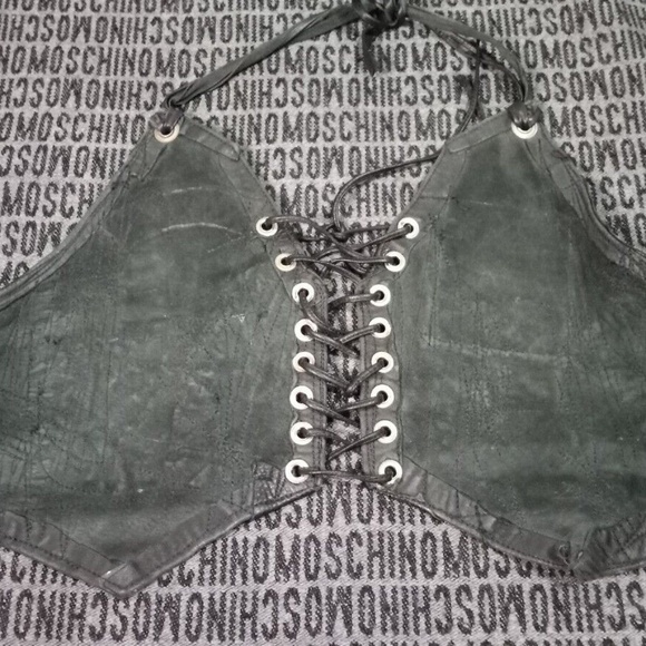 Custom rock n roll lynrd skynyrd Patches Leather Halter Vest Xsmall Small - Picture 9 of 12